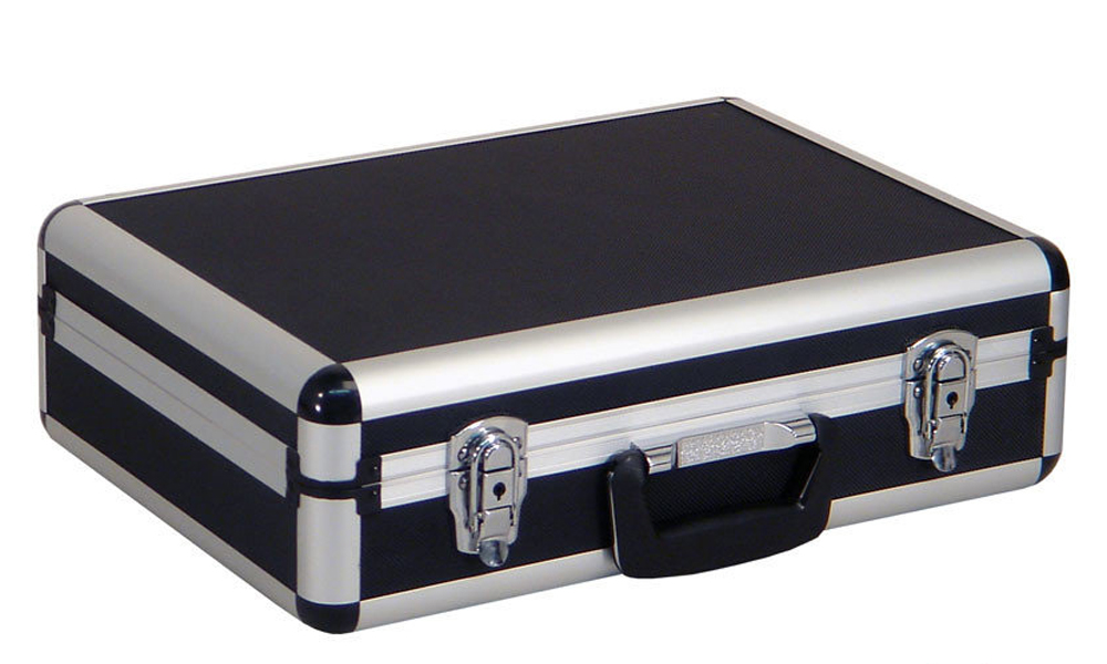 Alukoffer mycases 2 schwarz - Aluminiumkoffer mit Rasterschaum und Noppenschaum