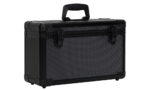 Moderne schwarze Aluminiumbox mycases II im handlichen Format mit einer Innenbreite von ca. 400mm. Praktische Alubox mit 2 Fachtrennern.