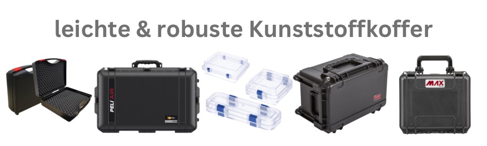 Kunststoffkoffer sind leichte und robuste Cases für jede Anwendung in der Medizintechnik, der Automotivindustrie, der Industrie und überall dort, wo kleine Geräte oder Werkzeuge verpackt werden sollen.