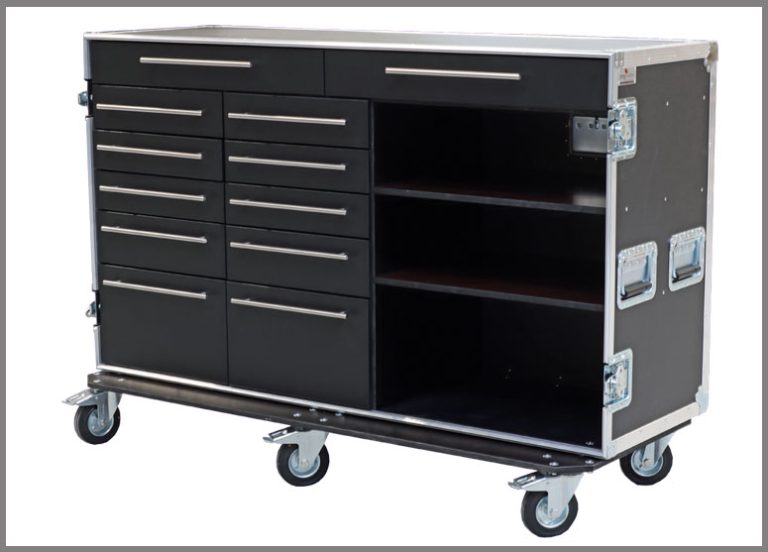 Motorsportcases-Racingschrank mit Schubladen und Fächern Flightcases